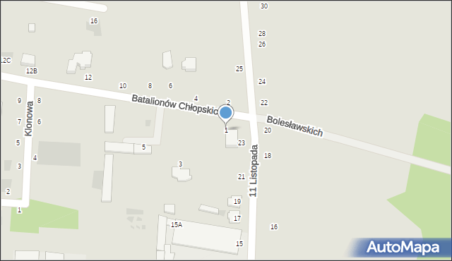 Zwoleń, Batalionów Chłopskich, 1, mapa Zwoleń