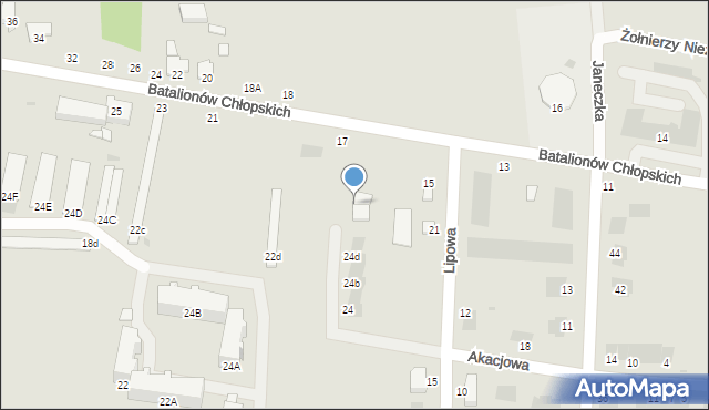 Zwoleń, Batalionów Chłopskich, 21a, mapa Zwoleń