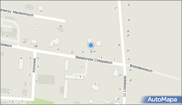Zwoleń, Batalionów Chłopskich, 6, mapa Zwoleń
