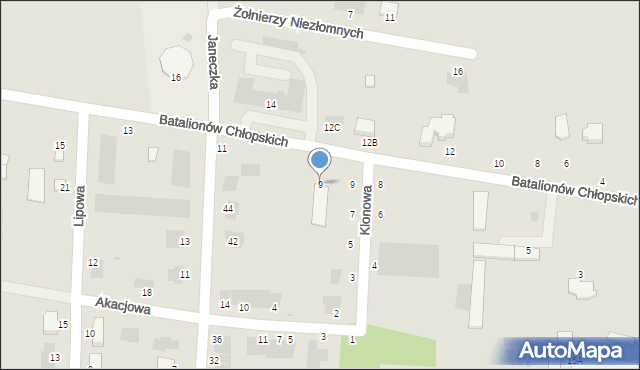 Zwoleń, Batalionów Chłopskich, 9, mapa Zwoleń