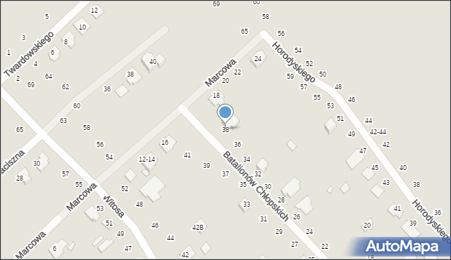 Żyrardów, Batalionów Chłopskich, 38, mapa Żyrardów