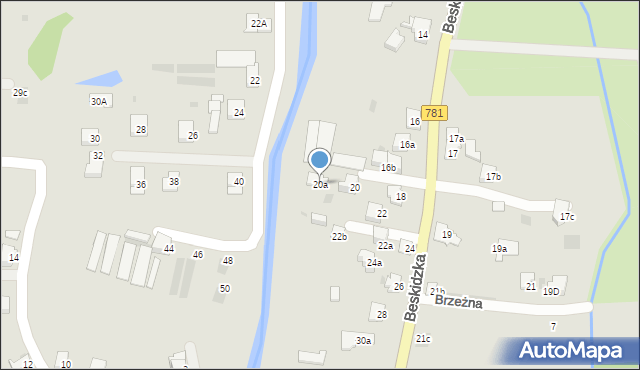 Andrychów, Beskidzka, 20a, mapa Andrychów