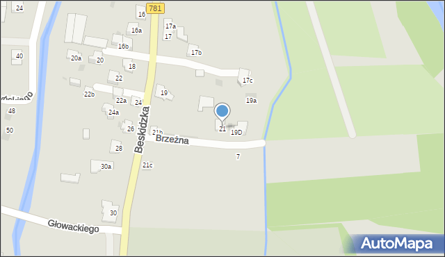 Andrychów, Beskidzka, 21, mapa Andrychów