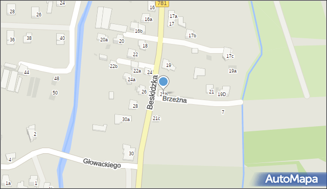 Andrychów, Beskidzka, 21b, mapa Andrychów