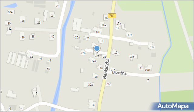 Andrychów, Beskidzka, 22a, mapa Andrychów