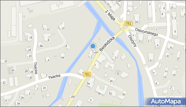 Andrychów, Beskidzka, 2A, mapa Andrychów
