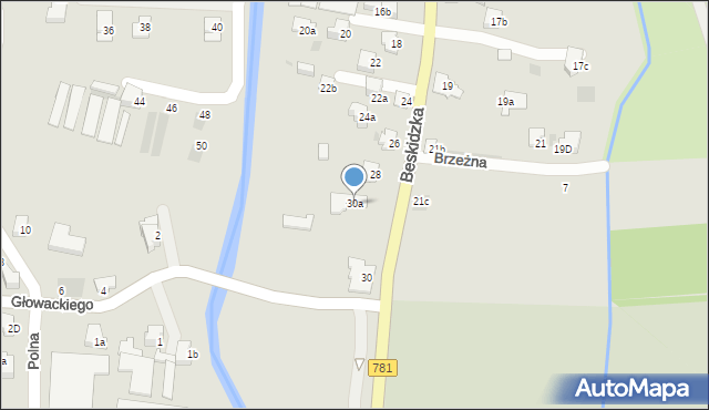 Andrychów, Beskidzka, 30a, mapa Andrychów