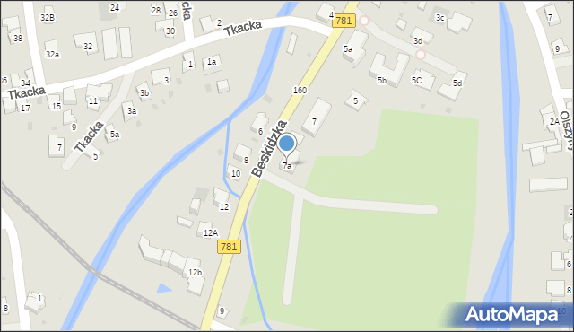 Andrychów, Beskidzka, 7a, mapa Andrychów