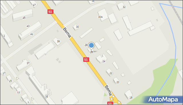 Bartoszyce, Bema Józefa, gen., 26, mapa Bartoszyce