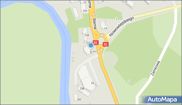 Bartoszyce, Bema Józefa, gen., 31, mapa Bartoszyce