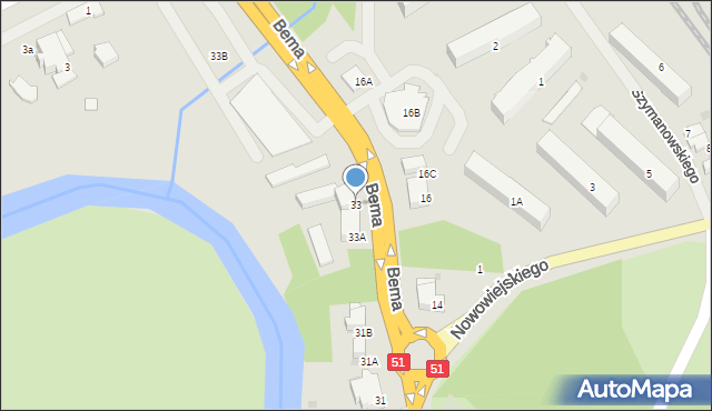 Bartoszyce, Bema Józefa, gen., 33, mapa Bartoszyce