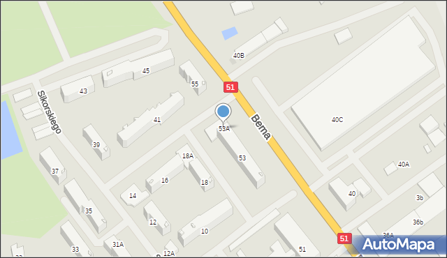 Bartoszyce, Bema Józefa, gen., 53A, mapa Bartoszyce