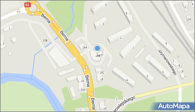 Bartoszyce, Bema Józefa, gen., 16B, mapa Bartoszyce