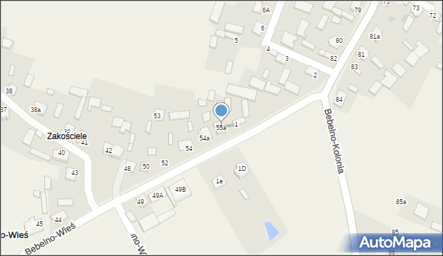 Bebelno-Wieś, Bebelno-Wieś, 55a, mapa Bebelno-Wieś
