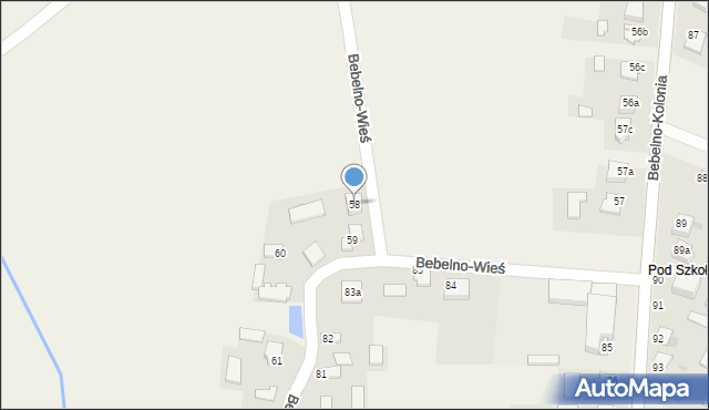 Bebelno-Wieś, Bebelno-Wieś, 58a, mapa Bebelno-Wieś