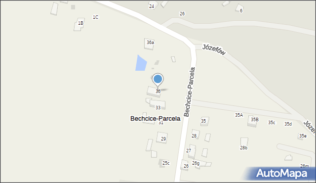 Bechcice-Parcela, Bechcice-Parcela, 36, mapa Bechcice-Parcela