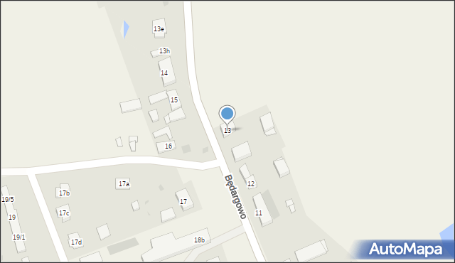 Będargowo, Będargowo, 13, mapa Będargowo