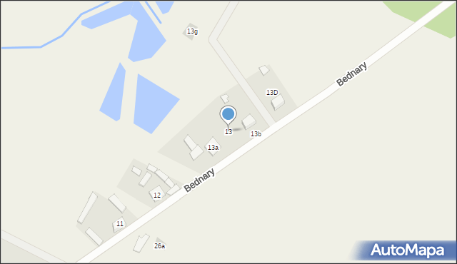 Bednary, Bednary, 13, mapa Bednary