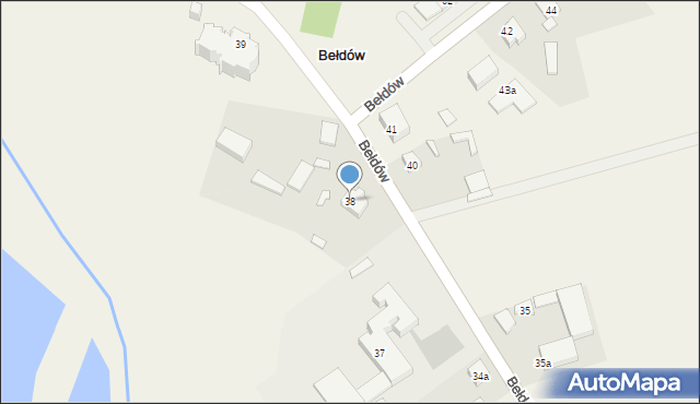 Bełdów, Bełdów, 38, mapa Bełdów