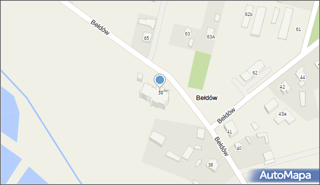 Bełdów, Bełdów, 39, mapa Bełdów