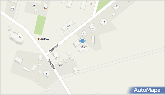 Bełdów, Bełdów, 43a, mapa Bełdów
