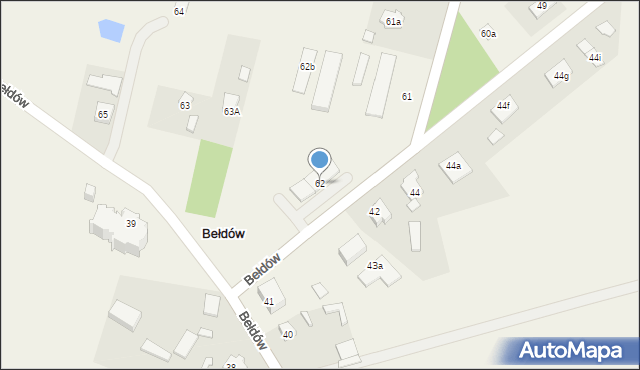 Bełdów, Bełdów, 62, mapa Bełdów