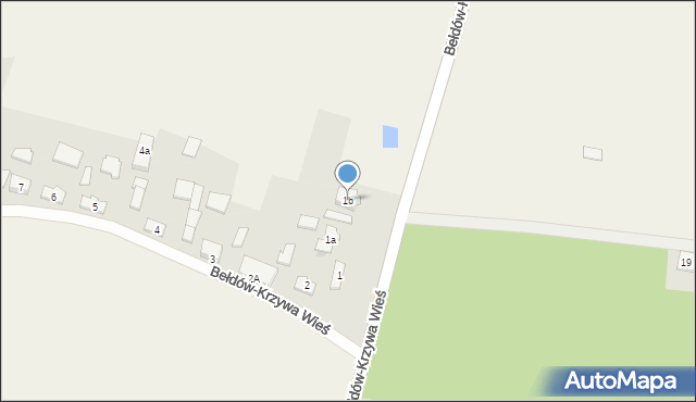 Bełdów-Krzywa Wieś, Bełdów-Krzywa Wieś, 1b, mapa Bełdów-Krzywa Wieś