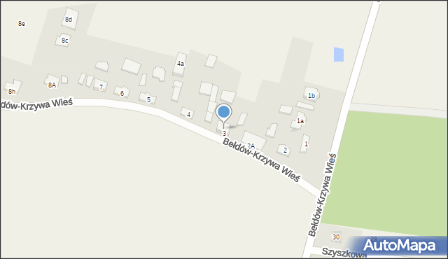 Bełdów-Krzywa Wieś, Bełdów-Krzywa Wieś, 3a, mapa Bełdów-Krzywa Wieś
