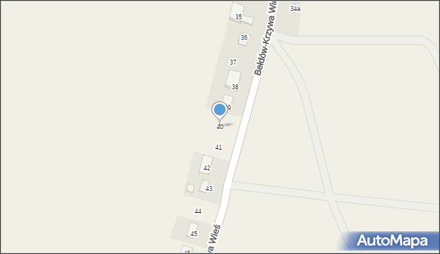 Bełdów-Krzywa Wieś, Bełdów-Krzywa Wieś, 40, mapa Bełdów-Krzywa Wieś