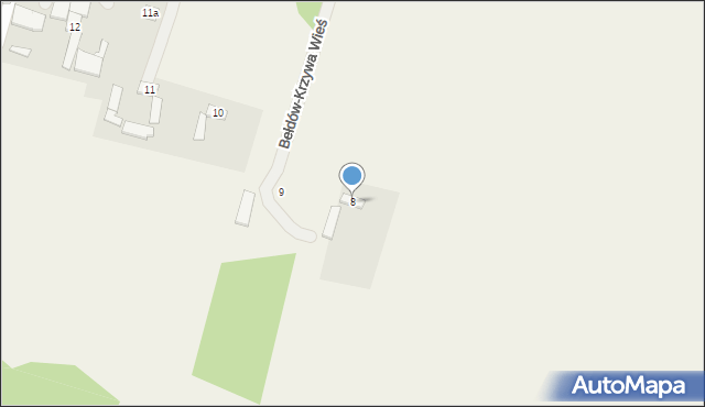 Bełdów-Krzywa Wieś, Bełdów-Krzywa Wieś, 8, mapa Bełdów-Krzywa Wieś