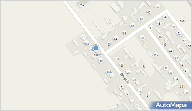 Belęcin, Belęcin, 68A, mapa Belęcin