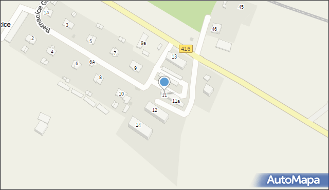 Bernacice Górne, Bernacice Górne, 11, mapa Bernacice Górne