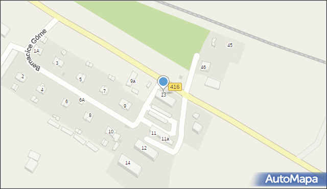 Bernacice Górne, Bernacice Górne, 13, mapa Bernacice Górne