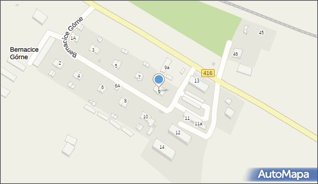Bernacice Górne, Bernacice Górne, 9, mapa Bernacice Górne