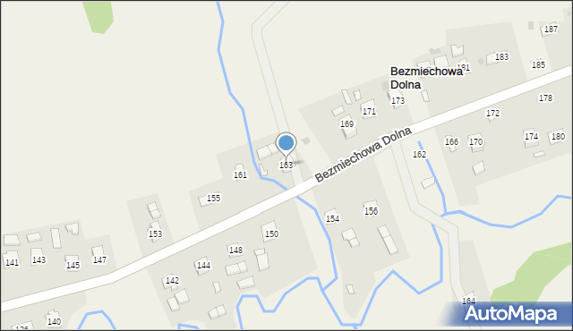 Bezmiechowa Dolna, Bezmiechowa Dolna, 163, mapa Bezmiechowa Dolna