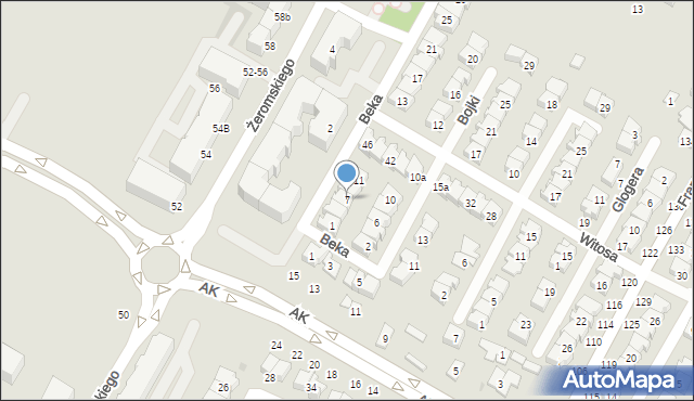 Biała Podlaska, Beka Józefa, 7, mapa Białej Podlaskiej