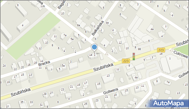 Białe Błota, Berberysowa, 1, mapa Białe Błota