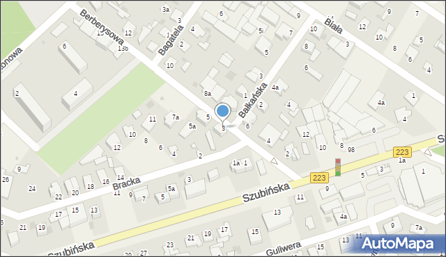 Białe Błota, Berberysowa, 3, mapa Białe Błota