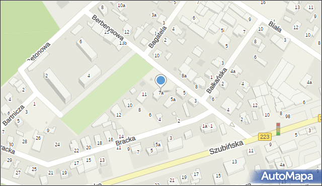 Białe Błota, Berberysowa, 7a, mapa Białe Błota