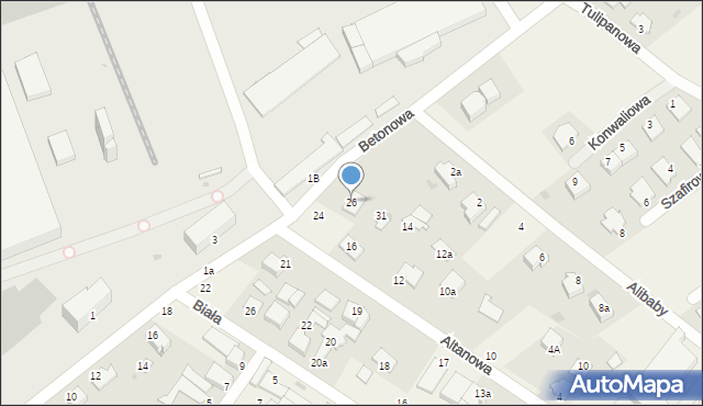 Białe Błota, Betonowa, 26, mapa Białe Błota