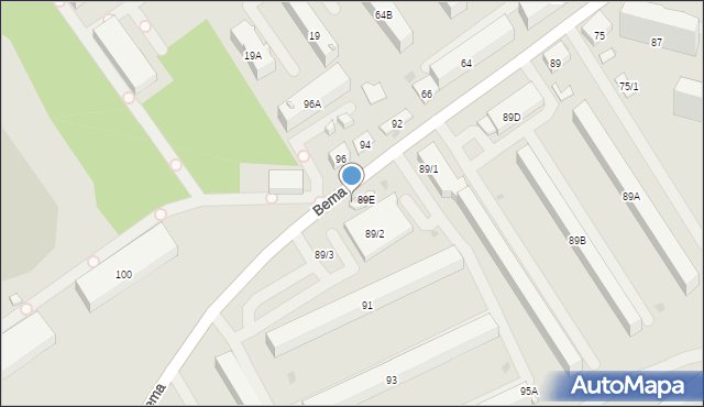 Białystok, Bema Józefa, gen., 89F, mapa Białegostoku