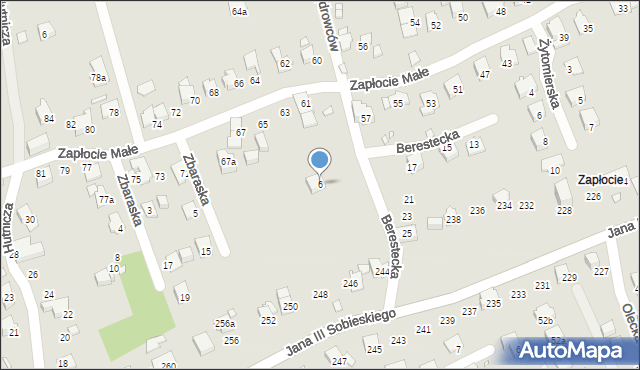 Bielsko-Biała, Berestecka, 6, mapa Bielsko-Białej