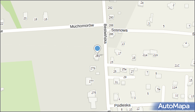 Bielsko-Biała, Bestwińska, 281, mapa Bielsko-Białej