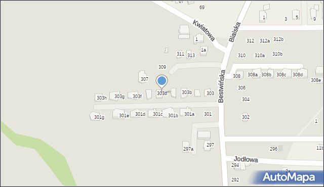 Bielsko-Biała, Bestwińska, 303d, mapa Bielsko-Białej