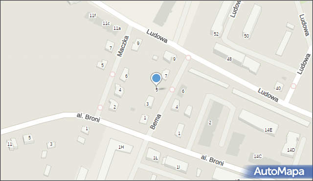 Biskupiec, Bema Józefa, gen., 5, mapa Biskupiec