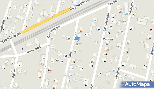 Blachownia, Bema Józefa, gen., 28, mapa Blachownia