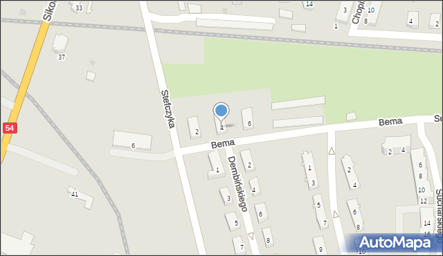 Braniewo, Bema Józefa, gen., 4, mapa Braniewo