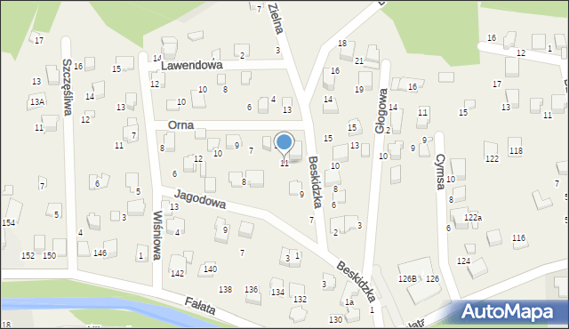 Bystra, Beskidzka, 11, mapa Bystra