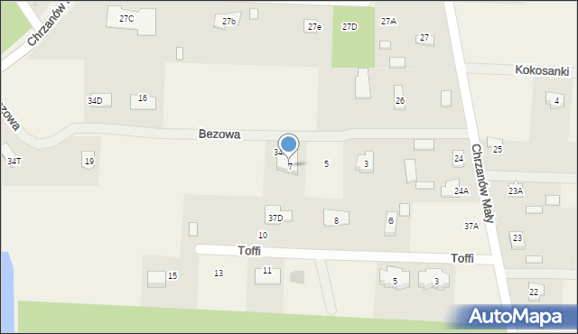 Chrzanów Mały, Bezowa, 7, mapa Chrzanów Mały