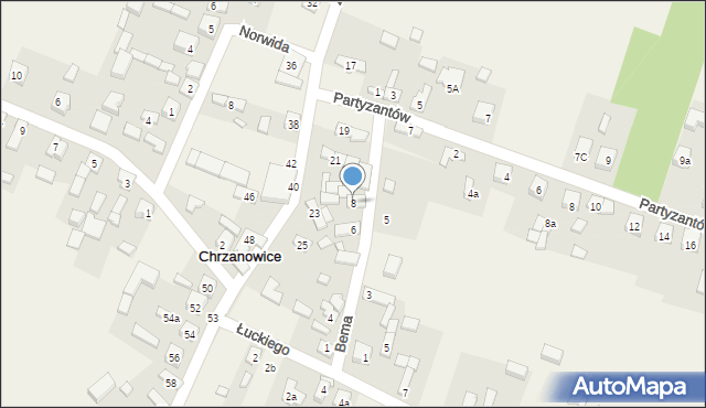 Chrzanowice, Bema Józefa, gen., 8, mapa Chrzanowice